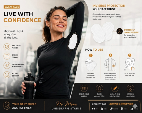 Dry flow disposable under arm sweat pads