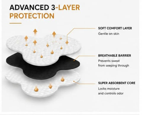 Dry flow disposable under arm sweat pads